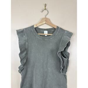 Roan + Ryan Women’s Green Distressed Flutter Sleeve Top Size S